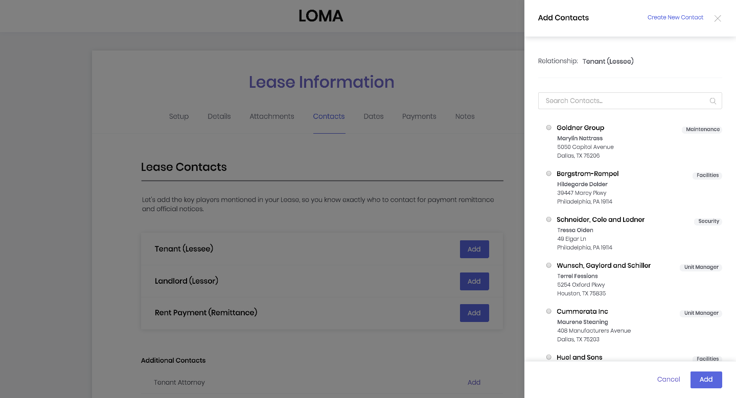 Step 4 Add Lease Contact